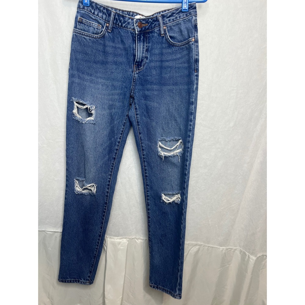 Forever 21 Premium Denim Distressed Skinny Jeans Blue Size 26 High Rise Ripped
